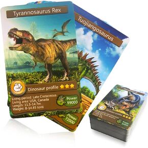 AMINFUN 55PCS Dinosaur Learning Cards,Dinosaur Fan Collectible Cards, Flash Card, Educational Learning Toys for Kids, Gift for Boys and Girls.