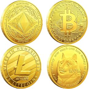 بيتكوين (BTC) إيثيريوم (ETH) ليتسكوين (LTC) دوجكوين (كلب) عملات تذكارية مع حافظة واقية - هدايا واقية قابلة للجمع. | بلوك تشين عملة مشفرة | عملة مطاردة in Saudi Arabia