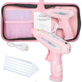 مجموعة مسدس الغراء الساخن اللاسلكي Svartur مع حقيبة، مجموعة مسدس الغراء الوردي والعصي، مسدس الغراء الساخن القابل لإعادة الشحن USB-C للحرف اليدوية، تسخين مسبق لمدة 30 ثانية وإيقاف التشغيل الذكي، مسدس غراء مثالي مع أعواد غراء صغيرة in Kuwait