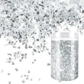 2.2 Pounds Crushed Glass Craft Glitter for Crafts, Resin Art,3-6mm Irregular Sprinkles Glitter Shiny Sequins Flakes for Art DIY Jewelry Making,Decoration,Vase Filler(Black)
