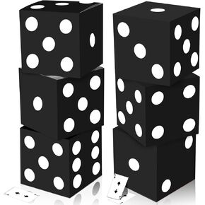 Tinlade 6 Pcs Large Casino Dice Boxes 11 in Casino Theme Party Decoration Vegas Jumbo Giant Dice Centerpieces Table Top Dice Casino Night Las Vegas Graduation Prom Birthday Party Supply(Multicolor)