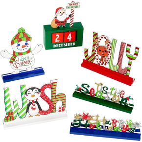 6 قطع ديكور طاولة عيد الميلاد الخشبية ديكور قطعة مركزية للمكتب والمنزل in Kuwait