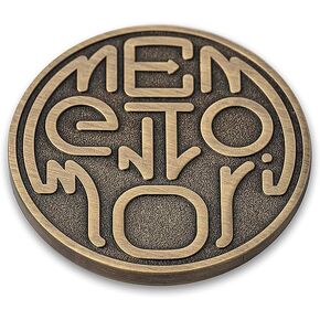 عملة ميمينتو موري الرواقية من ستويك ستور يو كيه - عملة رمزية رواقية مومنتو موري اي دي سي مع وجه جمجمة مخفي داخل عملة - ماركوس اوريليوس، عملة تحدي نحاسية، اونوس انوس، تذكار فيفير in Kuwait