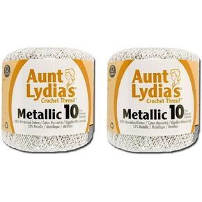 Aunt Lydia's Crochet Cotton Metallic Crochet Thread Size 10 (2 - Pack) (White/Silver) in Kuwait