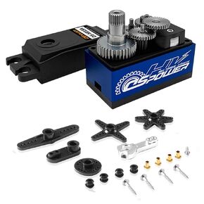 DSPOWER 15KG RC Waterproof Low Profile Digital Servo, High Torque 6-8.4V Metal Gear Short Body HV Servo Motors with 25T Metal Arm for 1/8 1/10 1/12 RC Drift Car Crawler Baja Boat Robot (Blue-300°)