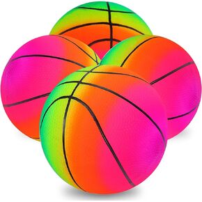Visen 4Pcs Rainbow Playground Balls for Kids&Adults with 1 Hand Pump,8.5Inch Colorful Rubber Bouncy Balls,Inflatable Multi Colors Kick Balls Handball,Durable Indoor&Outdoor Play Toys