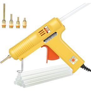 150 watts Industrial Hot Melt Glue Gun US Plug with 10 Pcs Glue Sticks Adjustable Temperature 5 Copper Nozzles for DIY Crafts and Quick Repairs