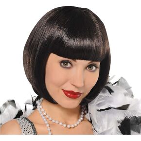 Black Flapper Wig Halloween Costume Accessory - One Size - Chic Synthetic Fiber, Perfect for 1920's Themed Parties & Gatsby Events - 1 Pc. in Kuwait
