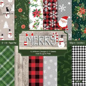 Scrapbook Paper Pad 6"×6", 24 Sheets Scrapbooking Supplies Paper, Patterned Cardstock Paper for Card Making Scrapbook Decoration, Retro Cardstock DIY Paper Craft Supplies, Junk Journal Craft Paper