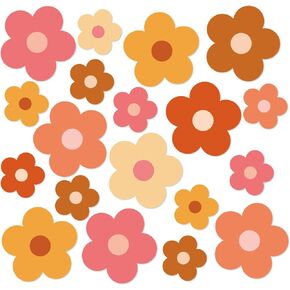AnyDesign 48 قطعة من قطع زهور بوهو هيبي الرائعة مع 100 قطعة من نقاط الصمغ 6 ألوان على شكل زهرة قطع ورق وردي وبرتقالي عتيق من الزهور لحفلة Y2K العودة إلى المدرسة ديكور حدود النشرة