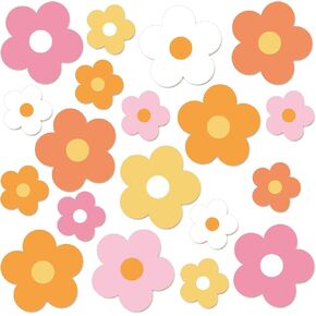 AnyDesign Groovy Boho Flowers Cutouts Flower Shaped Cut Outs 6 Colors Retro Groovy Hippie Paper Cutting with Glue Points for Y2k Party Prep Back to School Bulletin Border Wall Decor, 48Pcs in Kuwait