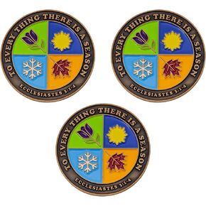 A Season for Everything Christian Coin, Bulk Pack of 10, Seasons of Life Pocket Token of Encouragement, Religious Handout for Bible Study and Small Groups, Antique Gold Plated Ecclesiastes 3:1-4 Gift