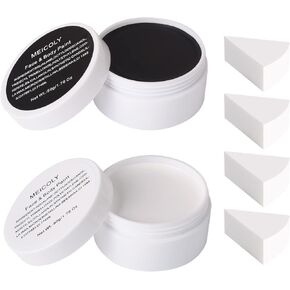 MEICOLY Black Face Paint Clown White Makeup,Classic Pro Oil Based Face Paint,Body Paint for Adults, SFX Joker Zombie Vampire Skull Skeleton Cosplay Halloween Makeup with 4 Sponges,100g/3.53 oz