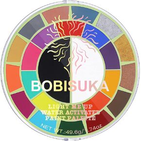 لوحة طلاء الوجه بوبيسوكا - 25 لونًا منشطًا بالماء - لوحة ألوان كبيرة باللون الأسود والأبيض الفاتح مي أب لحفلات الهالوين التنكرية in Kuwait