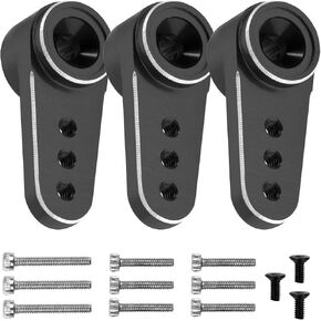 Vgoohobby 3Pack Aluminum 15T Servo Arm RC Mini Servo Horns Compatible with Emax ES08MA Servo Fit for Axial SCX24 1/24 RC Crawler (Black)