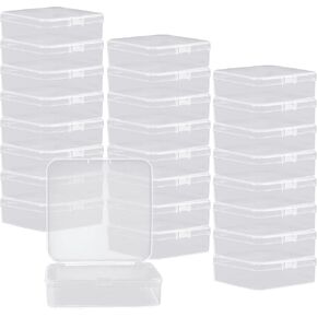 Rocutus 24 Pack Small Clear Plastic Storage Containers with Lids,Beads Storage Box with Hinged Lid for Beads,Earplugs,Pins, Small Items, Crafts, Jewelry, Hardware (3.7 x 3.7 3 x 1.1 Inches) in Saudi Arabia