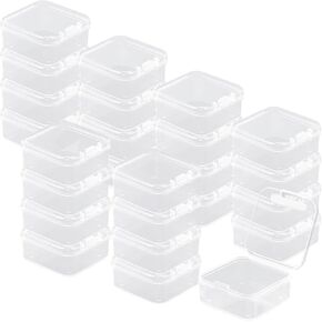 Rocutus 24 Pack Small Clear Plastic Storage Containers with Lids,Beads Storage Box with Hinged Lid for Beads,Earplugs,Pins, Small Items, Crafts, Jewelry, Hardware (2.12 x 2.12 x 0.79 Inches)