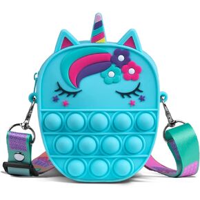 Pop Bag it, Fidget Bag, Pop Purse for Girl and Women Pop Bag with Unicorn Pop Toy, Anti Stress Silicone Poppet Bag Fidget Shoulder Bag, Best Gifts