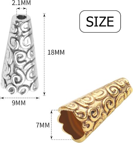 Aylifu Beads Caps Making, 100pcs Antique Beads Caps Tibetan Style Cone Caps Metal Beads End Caps Flower Bead Caps Tassel Crafts DIY for Jewelry Making, 17.5 8.5mm in Kuwait