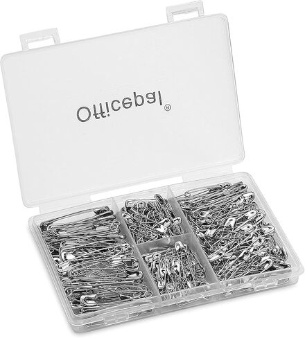 حزمة من 4 دبابيس أمان عالية الجودة من Officepal - عدد 250 - مجموعة فولاذية متينة مطلية بالنيكل مقاومة للصدأ - أفضل مجموعة إكسسوارات الخياطة لملابس الأطفال والحرف اليدوية والفنون (4 مقاسات في 1 رقم 001) in Kuwait