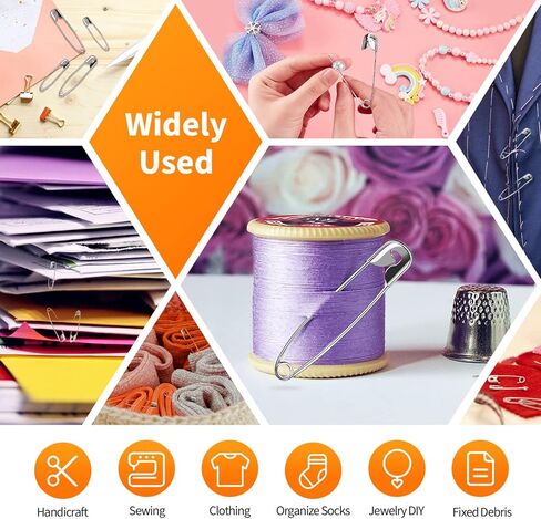 حزمة من 4 دبابيس أمان عالية الجودة من Officepal - عدد 250 - مجموعة فولاذية متينة مطلية بالنيكل مقاومة للصدأ - أفضل مجموعة إكسسوارات الخياطة لملابس الأطفال والحرف اليدوية والفنون (4 مقاسات في 1 رقم 001) in Kuwait