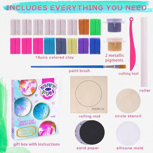 مجموعة صلصال لصنع المجوهرات من اينيرفان مكونة من 4 قطع من الفنون والحرف اليدوية، العاب ابداعية للاطفال والبنات في سن ما قبل المراهقة والمراهقين من سن 8-12 سنة - افضل افكار هدايا عيد الميلاد والكريسماس in Kuwait
