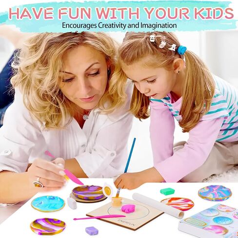 مجموعة صلصال لصنع المجوهرات من اينيرفان مكونة من 4 قطع من الفنون والحرف اليدوية، العاب ابداعية للاطفال والبنات في سن ما قبل المراهقة والمراهقين من سن 8-12 سنة - افضل افكار هدايا عيد الميلاد والكريسماس in Kuwait