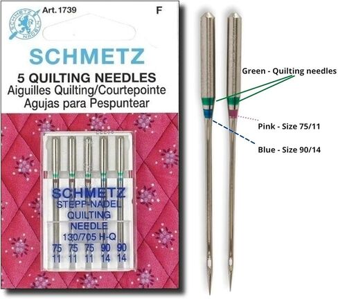 مجموعة إبر القطع واللحاف، (3 × 75/11، 2 × 90/14) خياطة و (5 × 80/12) إبر ميكروتكس، تناسب: الآلات الأخور، سينغر، جانوم، كينمور وبرنانا المنزلية من AARTAART ABC in Kuwait