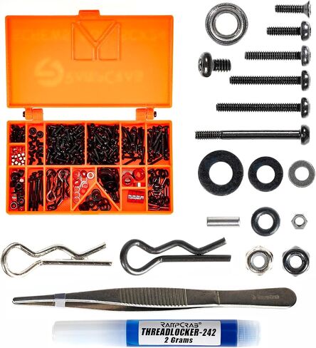 RampCrab Button Head Screws Kit for SCX24 AX24 RC Car, 372Pcs, Hardened Steel Grade 12.9 Screws, Bearing & Screws Set with Box for 1/24 RC Crawler Car Axial SCX24 C10 Deadbolt JLU Gladiator Bronco in Saudi Arabia