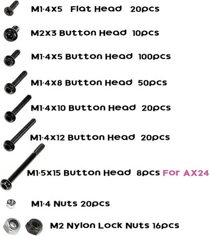 RampCrab Button Head Screws Kit for SCX24 AX24 RC Car, 372Pcs, Hardened Steel Grade 12.9 Screws, Bearing & Screws Set with Box for 1/24 RC Crawler Car Axial SCX24 C10 Deadbolt JLU Gladiator Bronco in Saudi Arabia
