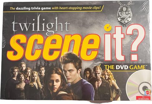 Scene It? Trivia DVD Board Game - TWILIGHT with DVD, Game Board, 4 Movers, 100 Trivia Cards, 20 Fate Cards, 4 Category Reference Cards, 1 Six-Sided Numbered Die, 1 Eight-Sided Category Die and Instruction Sheet Plus Bonus Activities in Kuwait