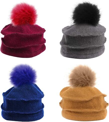 Boao 12 Pieces Fur Pompoms for Knitted Hats Faux Fur Balls for Hats Faux Fur Fluffy Pompom Ball with Removable Press Button for Detachable Knit Hats Clothing Accessories in Saudi Arabia