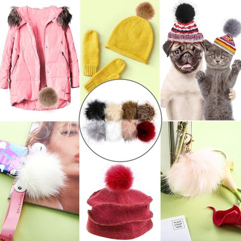 Boao 12 Pieces Fur Pompoms for Knitted Hats Faux Fur Balls for Hats Faux Fur Fluffy Pompom Ball with Removable Press Button for Detachable Knit Hats Clothing Accessories in Saudi Arabia