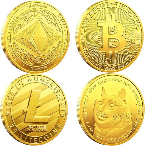 Bitcoin (BTC) Ethereum (ETH) Litecoin (LTC) Dogecoin (Doge) Commemorative Coins with Protective Case - Protective Collectible Gifts. | Blockchain Cryptocurrency | Chase Coin in Saudi Arabia