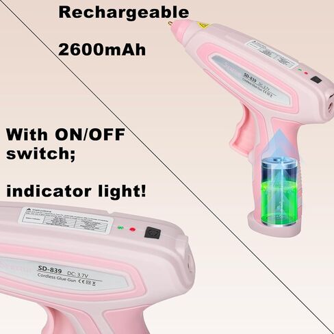 مجموعة مسدس الغراء الساخن اللاسلكي Svartur مع حقيبة، مجموعة مسدس الغراء الوردي والعصي، مسدس الغراء الساخن القابل لإعادة الشحن USB-C للحرف اليدوية، تسخين مسبق لمدة 30 ثانية وإيقاف التشغيل الذكي، مسدس غراء مثالي مع أعواد غراء صغيرة in Kuwait