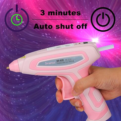 مجموعة مسدس الغراء الساخن اللاسلكي Svartur مع حقيبة، مجموعة مسدس الغراء الوردي والعصي، مسدس الغراء الساخن القابل لإعادة الشحن USB-C للحرف اليدوية، تسخين مسبق لمدة 30 ثانية وإيقاف التشغيل الذكي، مسدس غراء مثالي مع أعواد غراء صغيرة in Kuwait