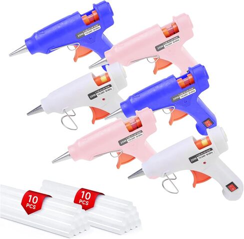 Arimilk Glue Gun-Craft مسدس الغراء الساخن، متعدد الألوان 6 قطع مجموعة مسدس الغراء الساخن الصغيرة، مع 20 عصا غراء للحرف المدرسية DIY الفنون إصلاحات المنزل السريعة، 20 واط (ب) in Kuwait