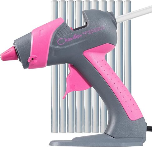 Mini Hot Glue Gun Kit - 25W Small Size Stand up High Temp Hot Melt GlueGun Set with 10 Mini Glue Gun Sticks for Glue Gun, Fine Tip Adhesive Silicone Glue Gun, Craft HotGlueGun by Chandler Tool (Pink) in Kuwait