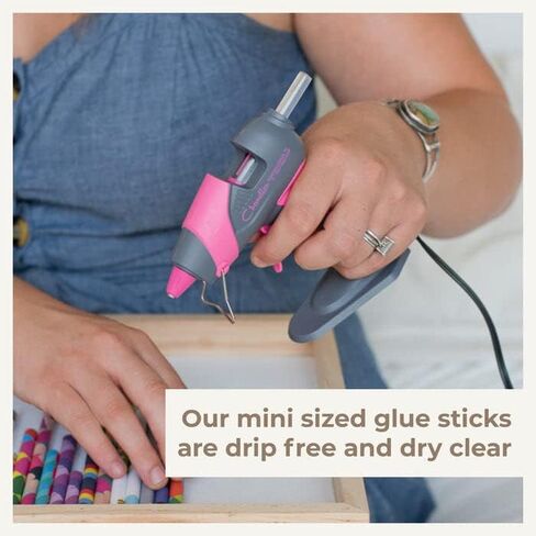 Mini Hot Glue Gun Kit - 25W Small Size Stand up High Temp Hot Melt GlueGun Set with 10 Mini Glue Gun Sticks for Glue Gun, Fine Tip Adhesive Silicone Glue Gun, Craft HotGlueGun by Chandler Tool (Pink) in Kuwait