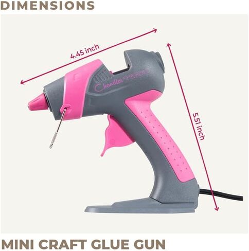 Mini Hot Glue Gun Kit - 25W Small Size Stand up High Temp Hot Melt GlueGun Set with 10 Mini Glue Gun Sticks for Glue Gun, Fine Tip Adhesive Silicone Glue Gun, Craft HotGlueGun by Chandler Tool (Pink) in Kuwait