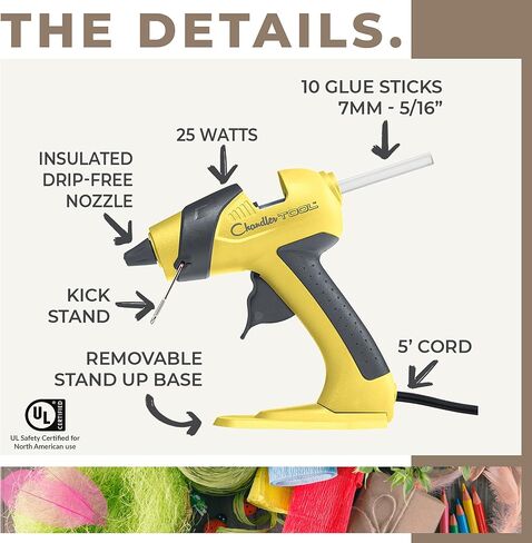 Mini Hot Glue Gun Kit - 25W Small Size Stand up High Temp Hot Melt GlueGun Set with 10 Mini Glue Gun Sticks for Glue Gun, Fine Tip Adhesive Silicone Glue Gun, Craft HotGlueGun by Chandler Tool (Pink) in Kuwait