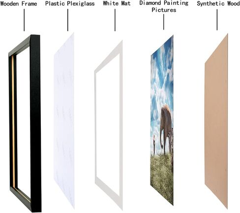 LTYHHK 16 x 20 Diamond Painting Picture Frames 40x50cm Diamond Art Frame , Display Pictures14x18 Inch/ 35x45 cm with Mat or 16x20 Inch/40x50 cm Without Mat, Wall Diamond Embroidery Photo Frame Solid Wood Black (LMK005) in Saudi Arabia