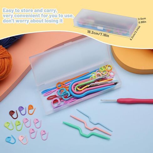 UzecPk 62PCS Yarn Needles Set, Knitting Accessories Kit, Big Eye Blunt Needles Kit with Bent Tapestry Needle Plastic Knitting Sewing Weaving Needle Stitch Markers for Crochet Sewing in Kuwait