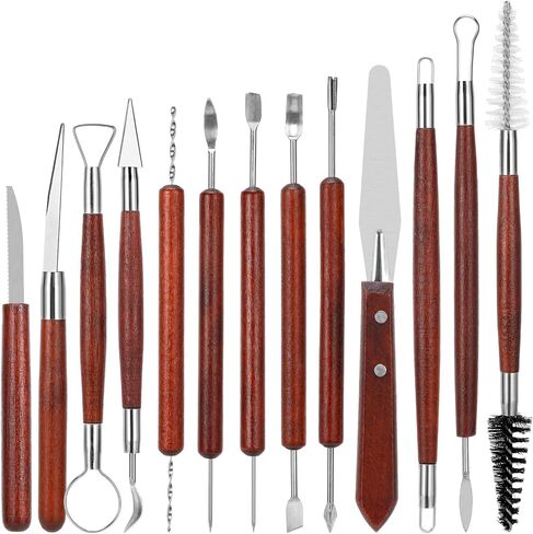 أدوات الفخار من بليستايم 34 قطعة من أدوات نحت الطين، مجموعة أدوات الفخار، أدوات نحت الطين، أدوات نحت الطين، أدوات السيراميك للفخار للمبتدئين والمحترفين in Kuwait