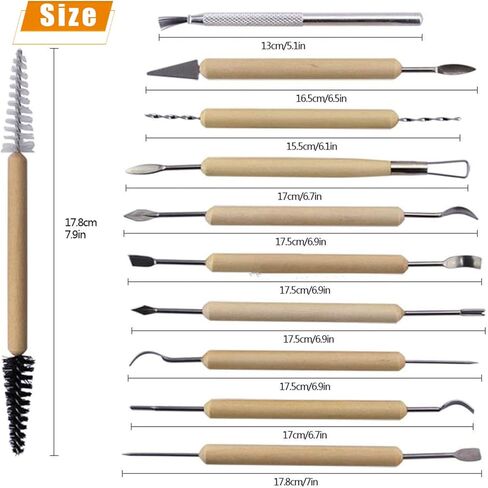 LINPHCEY 11 قطعة من أدوات نحت طين الفخار، أدوات طين البوليمر، أدوات نحت الخشب، أدوات تشكيل طين الفخار، مزدوجة الأطراف للنحت، طين البوليمر، النقش السيراميكي in Kuwait