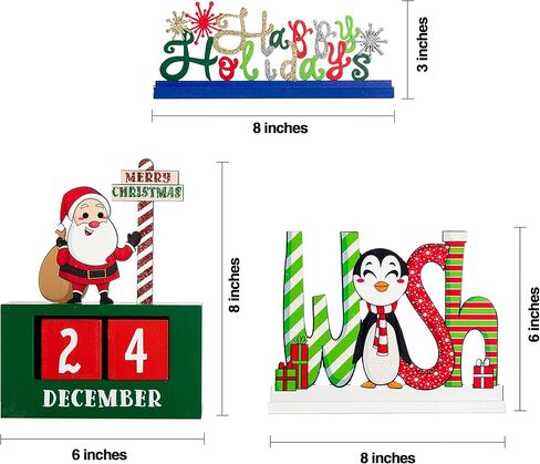 6 قطع ديكور طاولة عيد الميلاد الخشبية ديكور قطعة مركزية للمكتب والمنزل in Kuwait