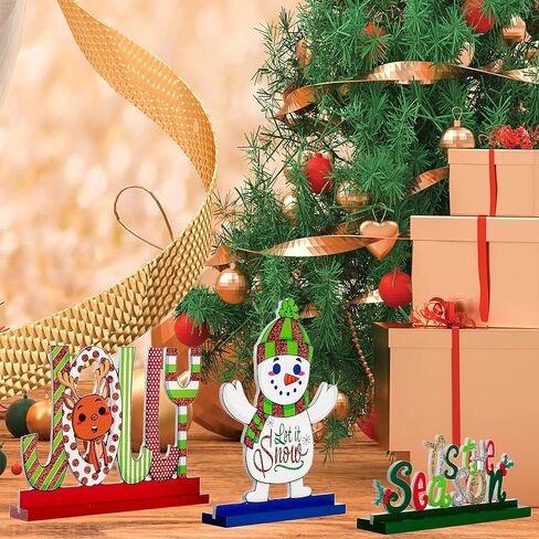 6 قطع ديكور طاولة عيد الميلاد الخشبية ديكور قطعة مركزية للمكتب والمنزل in Kuwait