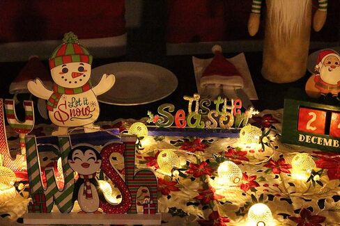 6 قطع ديكور طاولة عيد الميلاد الخشبية ديكور قطعة مركزية للمكتب والمنزل in Kuwait