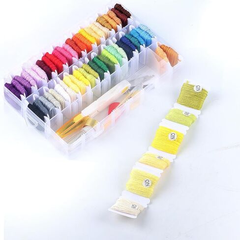 مجموعة سلسلة سوار الصداقة، مجموعة خيط تطريز 50 لونًا لمجموعات صنع أساور الصداقة، مجموعة أدوات خيط الغرز المتقاطعة لتطريز سوار الصداقة، مع صندوق تخزين in Kuwait