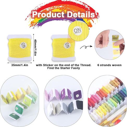 مجموعة سلسلة سوار الصداقة، مجموعة خيط تطريز 50 لونًا لمجموعات صنع أساور الصداقة، مجموعة أدوات خيط الغرز المتقاطعة لتطريز سوار الصداقة، مع صندوق تخزين in Kuwait
